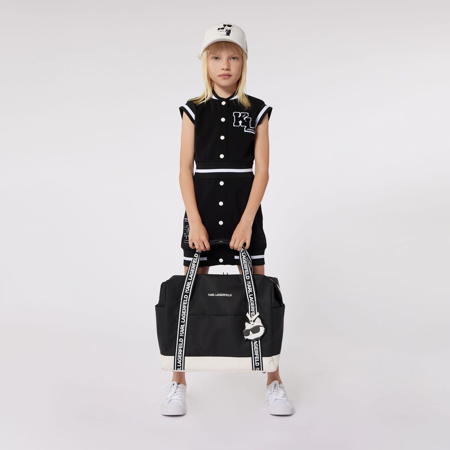 Girls Mini-Me Black Logo Dress, 1, hi-res image number null