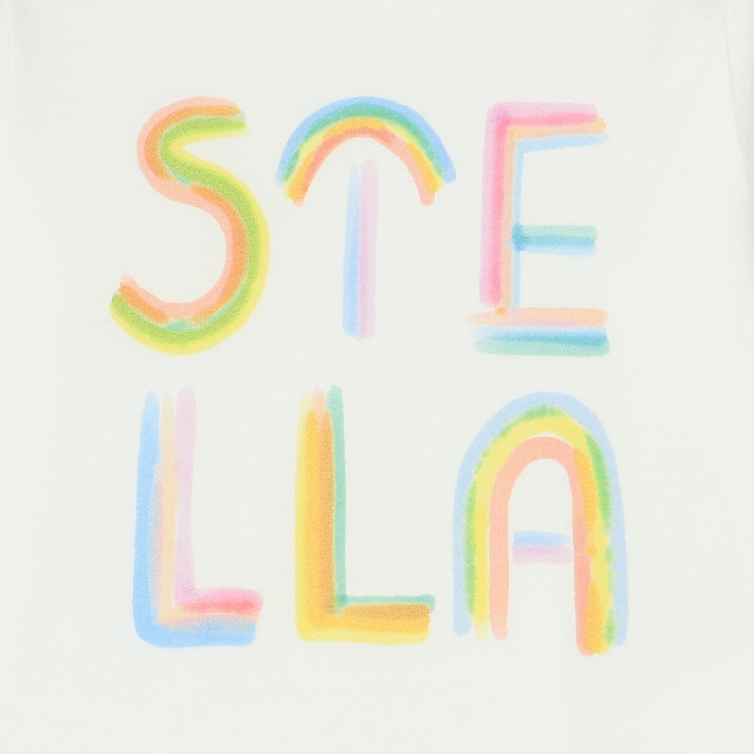 Younger Girls Ivory Rainbow Logo Long Sleeve Top, 2, hi-res