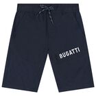 Boys Navy Blue Logo Shorts, 1, hi-res
