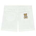 White Teddy Bear Logo Shorts, 1, hi-res
