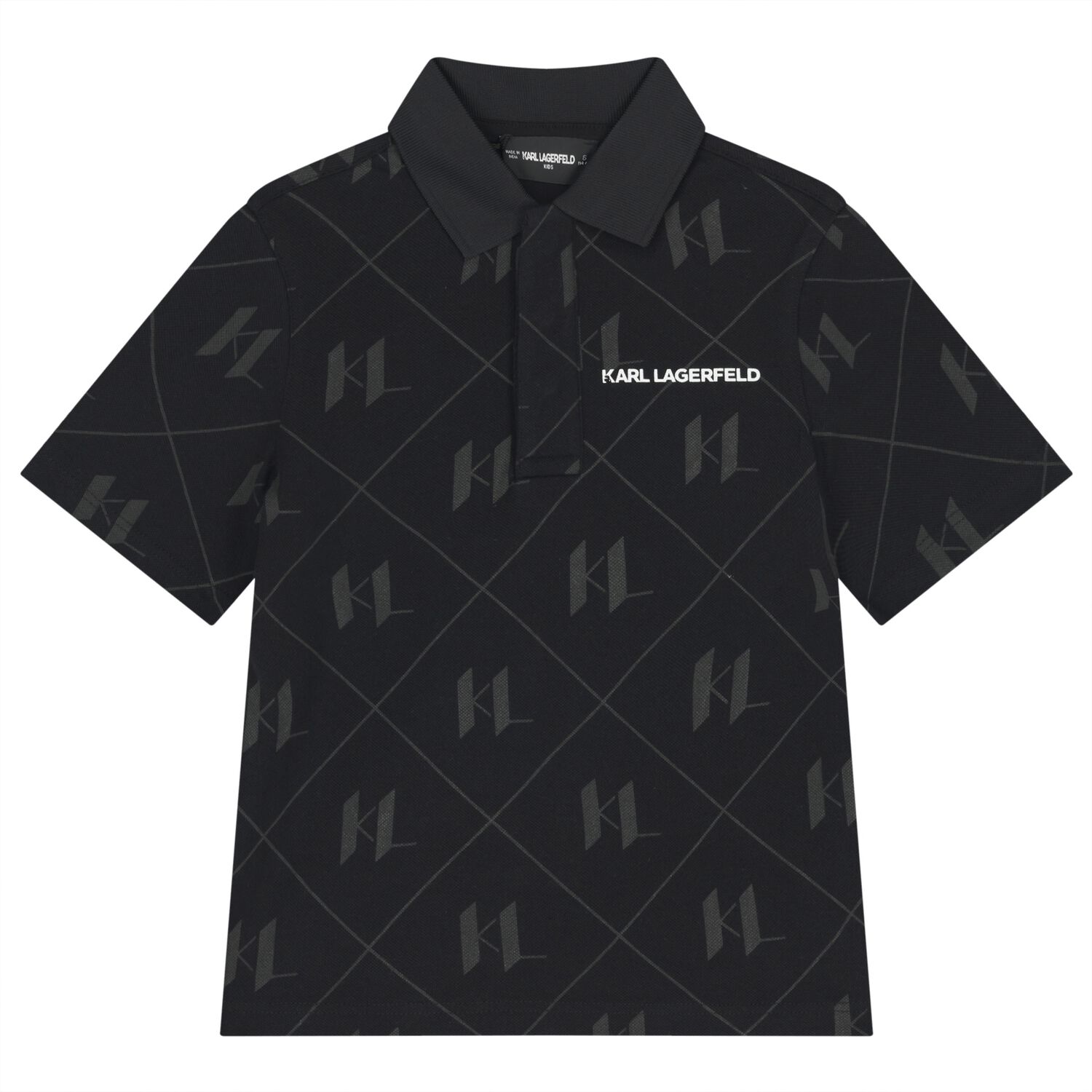 Boys Black Logo Polo Shirt, 1, hi-res