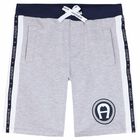 Boys Grey Logo Jersey Shorts, 2, hi-res