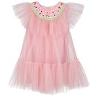 Girls Pink Tulle Watermelon Dress, 1, hi-res