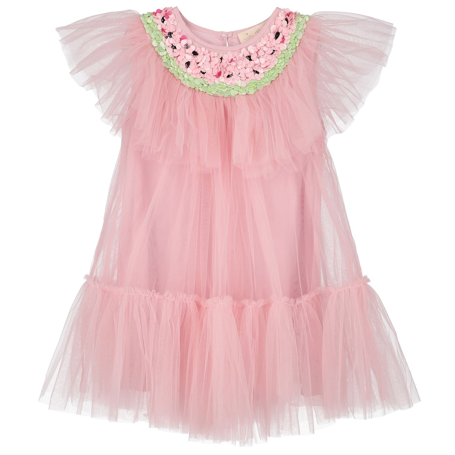 Girls Pink Tulle Watermelon Dress, 1, hi-res image number null