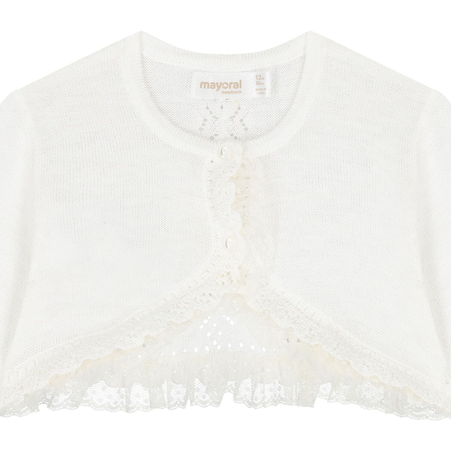 Baby Girls Ivory Knitted Cardigan, 1, hi-res