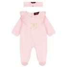 Baby Girls Pink Logo Babygrow Gift Set, 1, hi-res