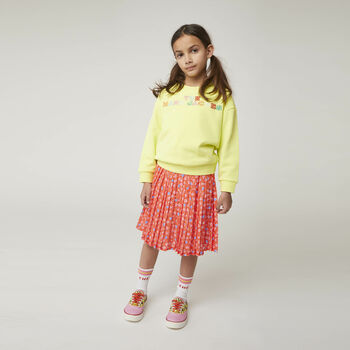 Girls Orange Pleated Skirt