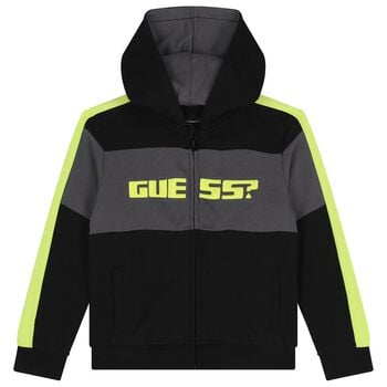 Boys Black Logo Zip Up Top