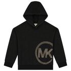 Girls Black & Gold Logo Hooded Top, 1, hi-res