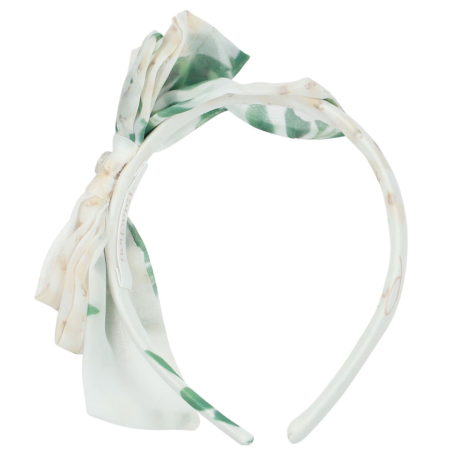 Girls Ivory & Green Floral Chiffon Headband, 2, hi-res