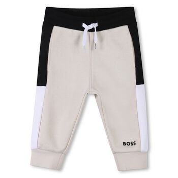 Younger Boys Beige Logo Joggers