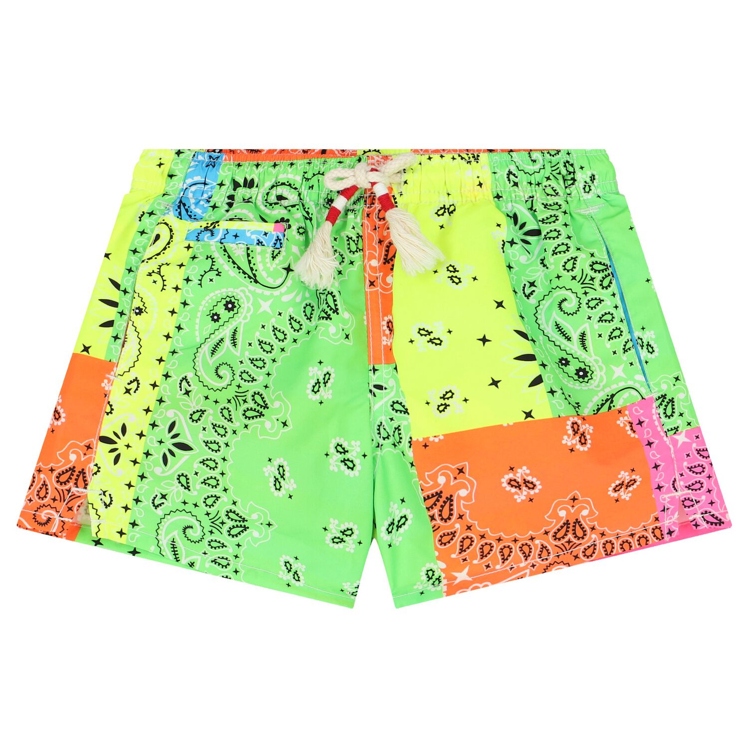 Boys Multi-Coloured Paisley Swim Shorts, 1, hi-res