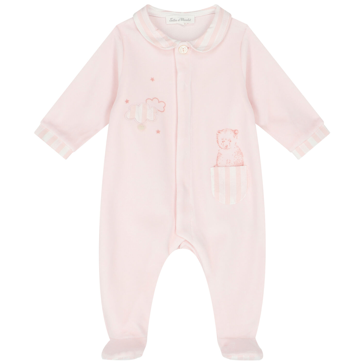 Baby Girls Pink Bear Babygrow, 1, hi-res image number null