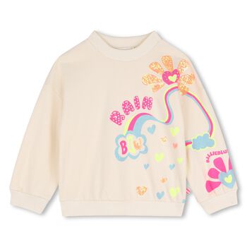 Girls Beige Sequin Rainbow Sweatshirt