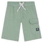 Boys Green Logo Cotton Shorts, 1, hi-res