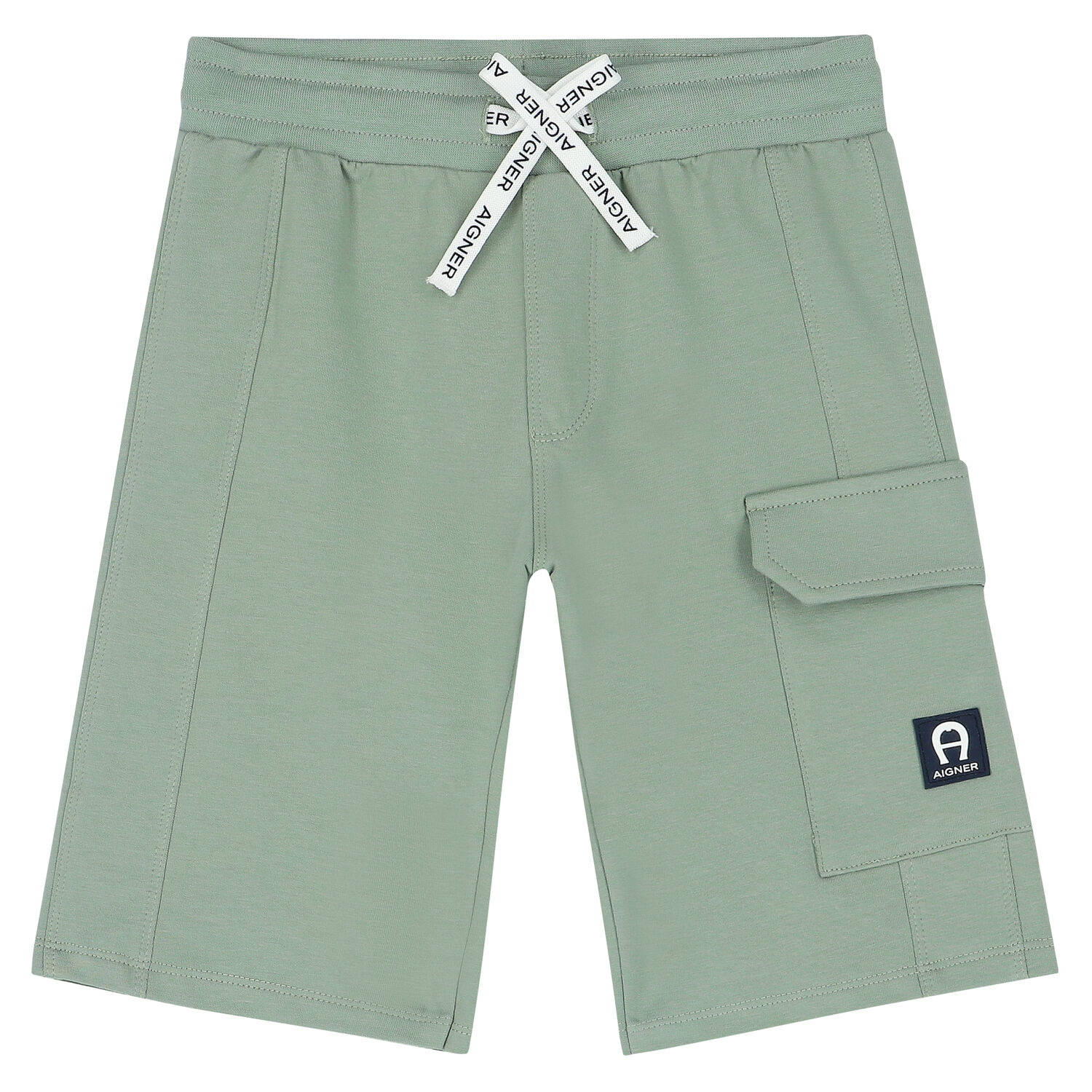 Boys Green Logo Cotton Shorts, 1, hi-res