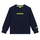 Boys Navy & Neon Green Tracksuit, 1, hi-res