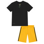 Black & Yellow Logo Shorts Set, 1, hi-res