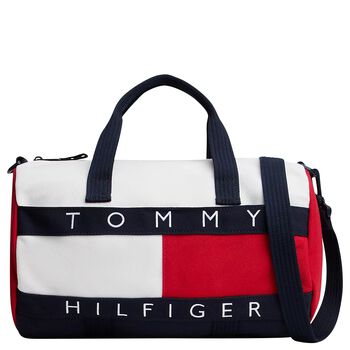Navy Blue, White & Red Duffel Bag