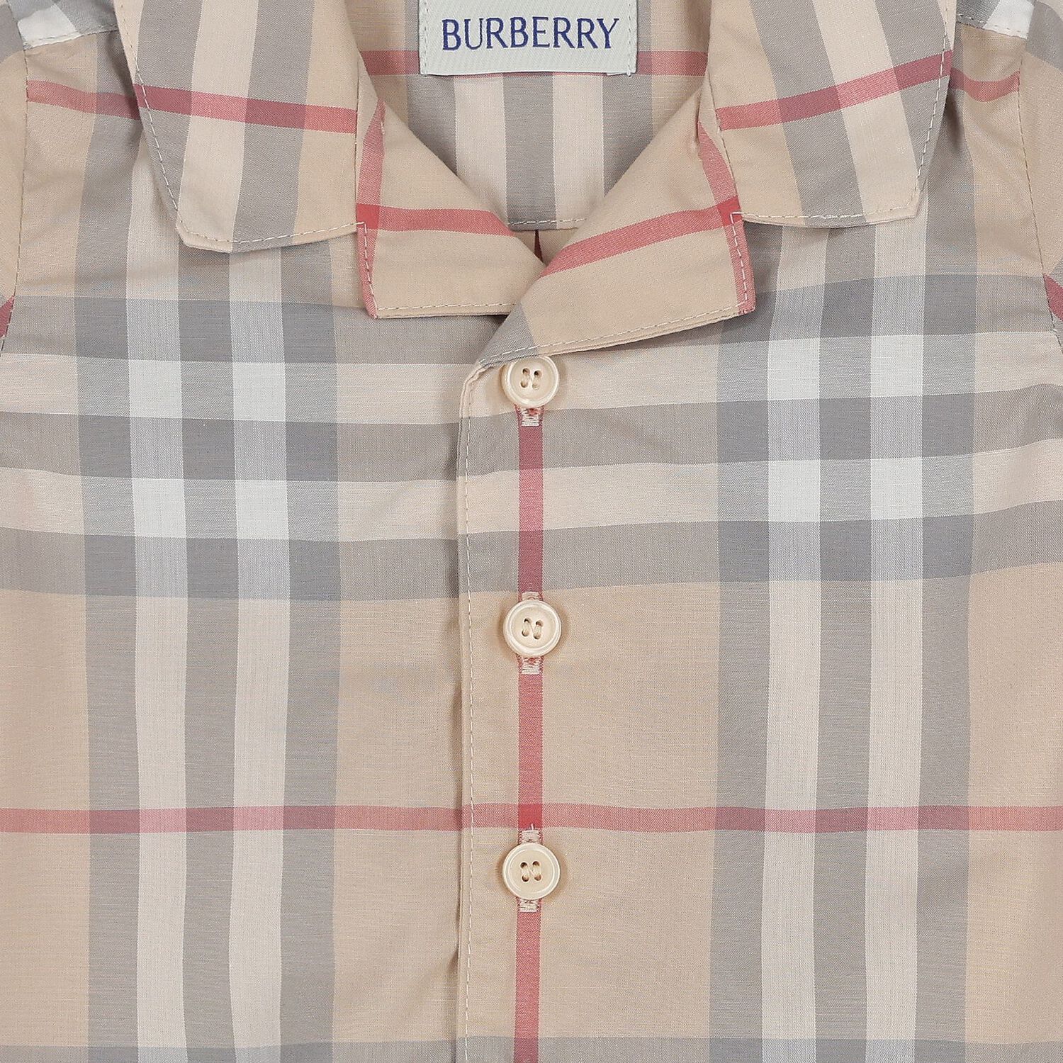 Beige Check Baby Romper, 1, hi-res image number null