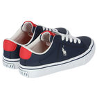Boys Navy Logo Trainers, 1, hi-res