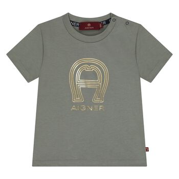 Younger Boys Green Logo T-Shirt