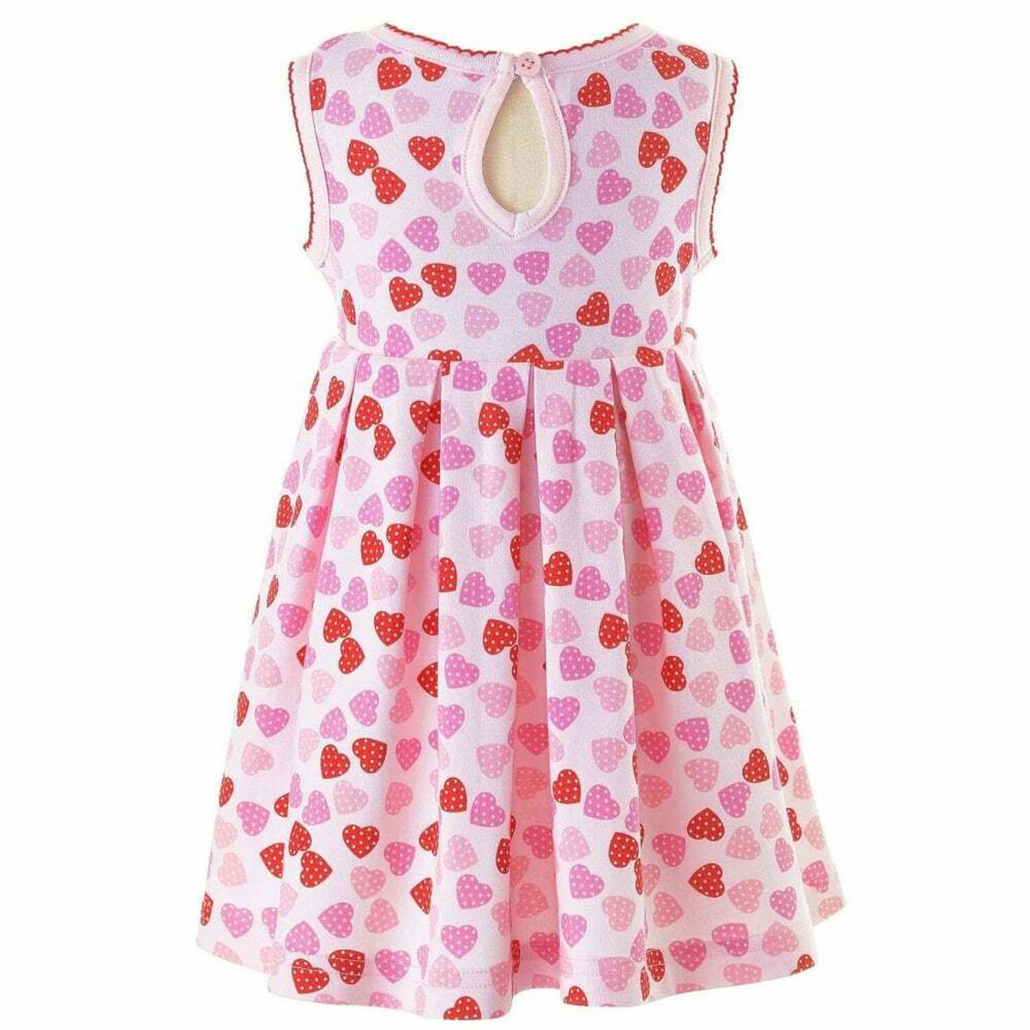 Younger Girls Pink Heart Dress, 1, hi-res