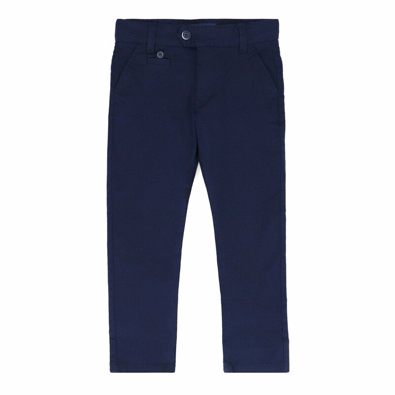 Boys Navy Blue Linen Trousers, 1, hi-res image number null
