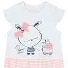 Baby Girls White & Pink Striped Romper, 1, hi-res