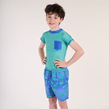 Boys Blue Swim Crocodile Shorts
