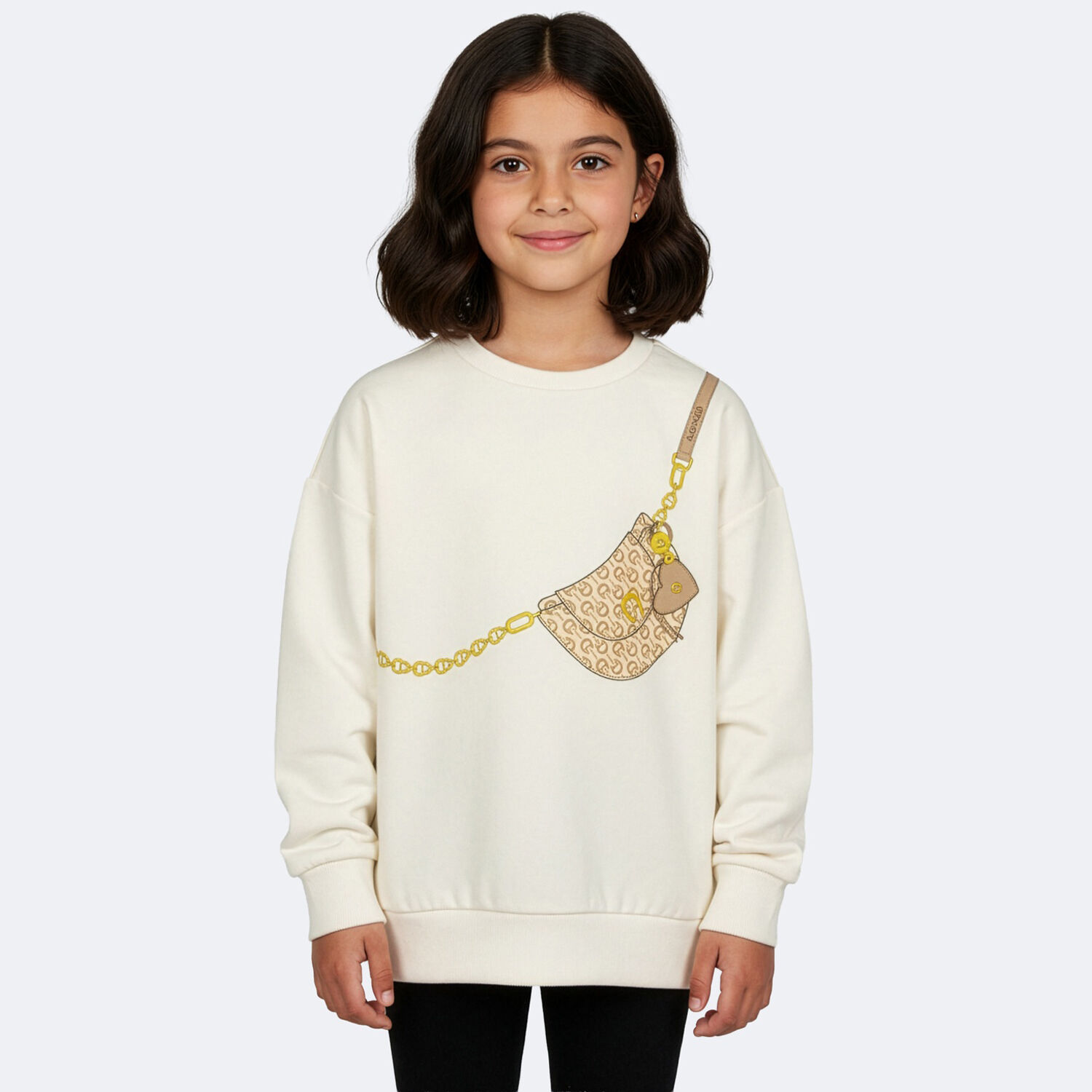 Girls Ivory Bag Logo Sweatshirt, 1, hi-res