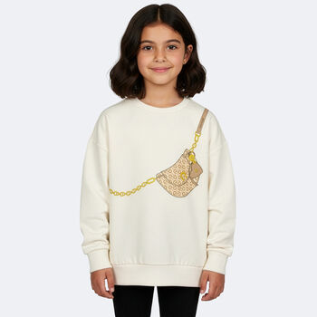 Girls Ivory Bag Logo Sweatshirt
