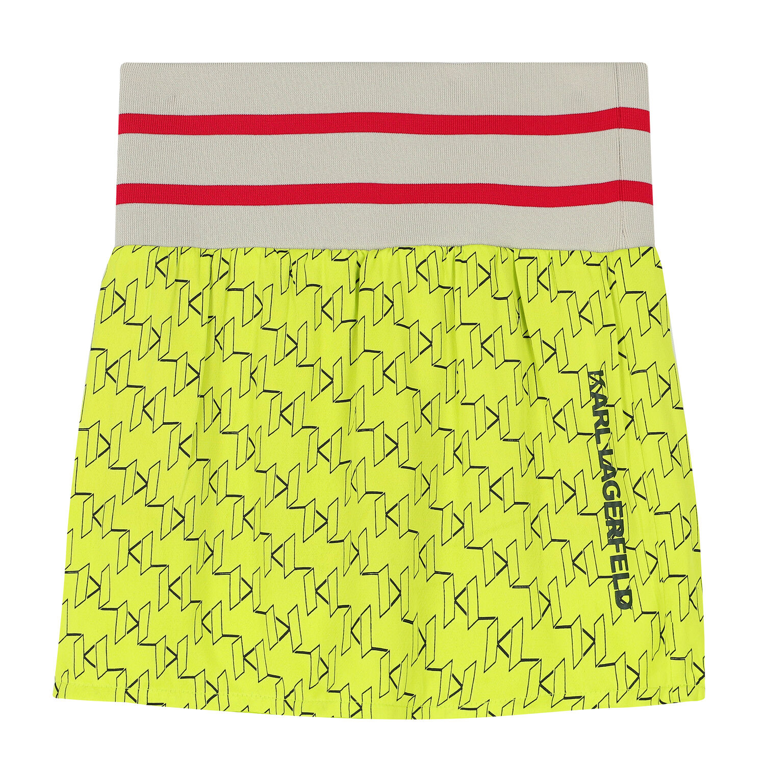 Girls Neon Yellow Logo Skirt, 1, hi-res