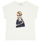 Girls White Sequin T-Shirt, 4, hi-res