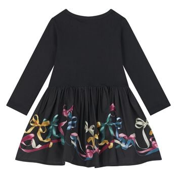 Younger Girls Black Bow Dress