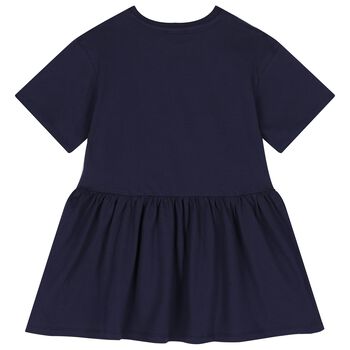Girls Navy Blue Logo Dress