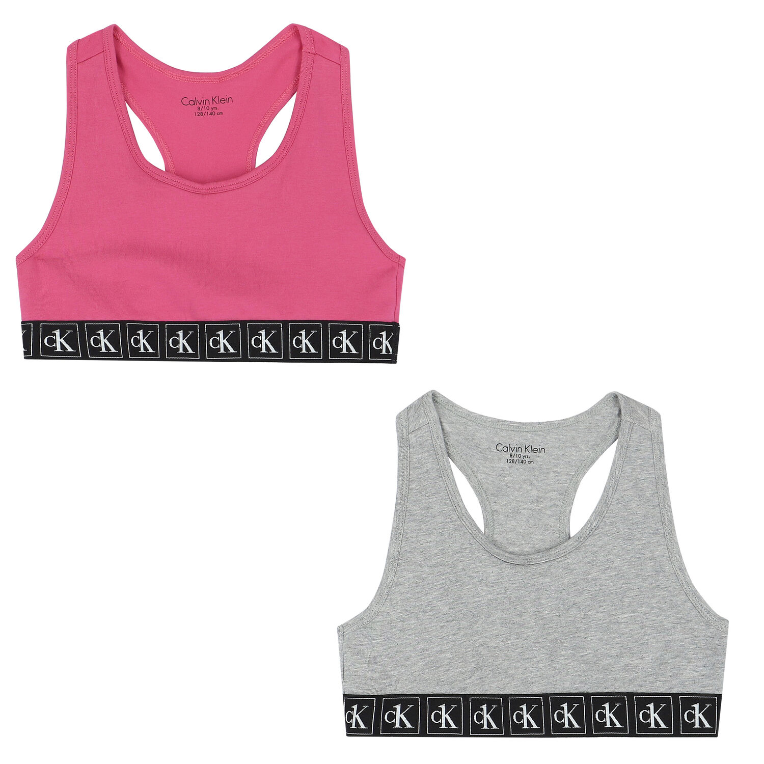 Girls Pink & Grey Logo Bralette (2-Pack), 1, hi-res image number null