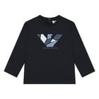 Younger Boys Navy Blue & Blue Logo Long Sleeve Top ( 2-Pack ), 2, hi-res