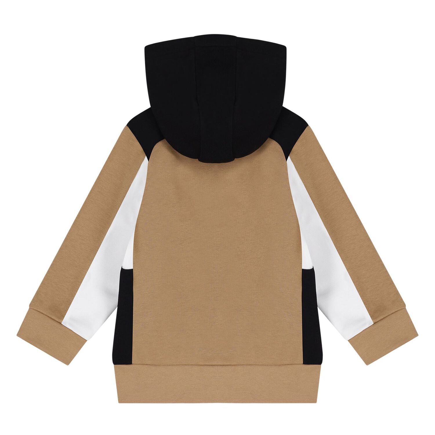 Younger Boys Beige, White & Black Hooded Zip Up Top, 1, hi-res