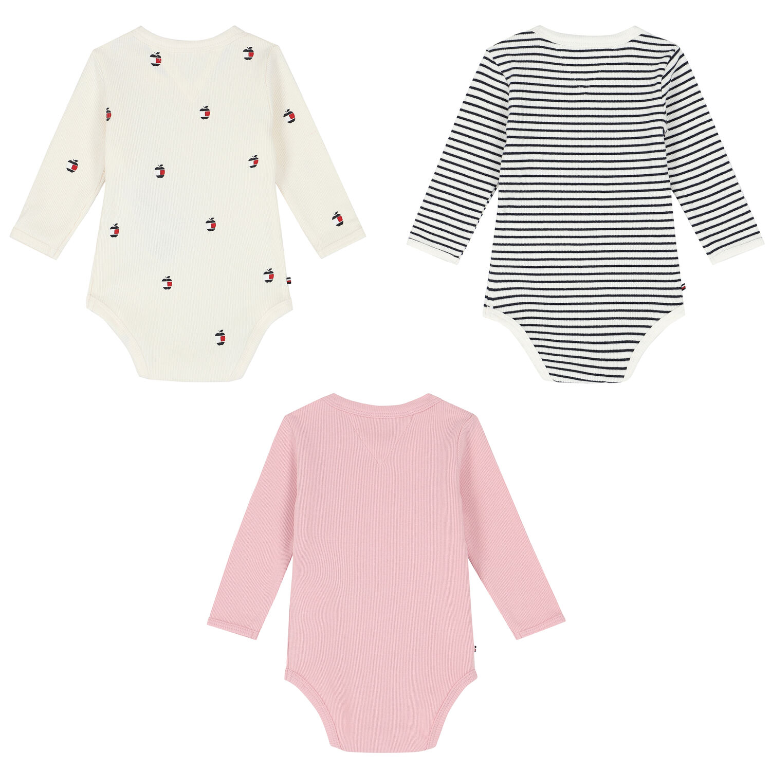 Baby Girls Multi-Colored Logo Ribbed Bodysuits (3-Pack), 2, hi-res