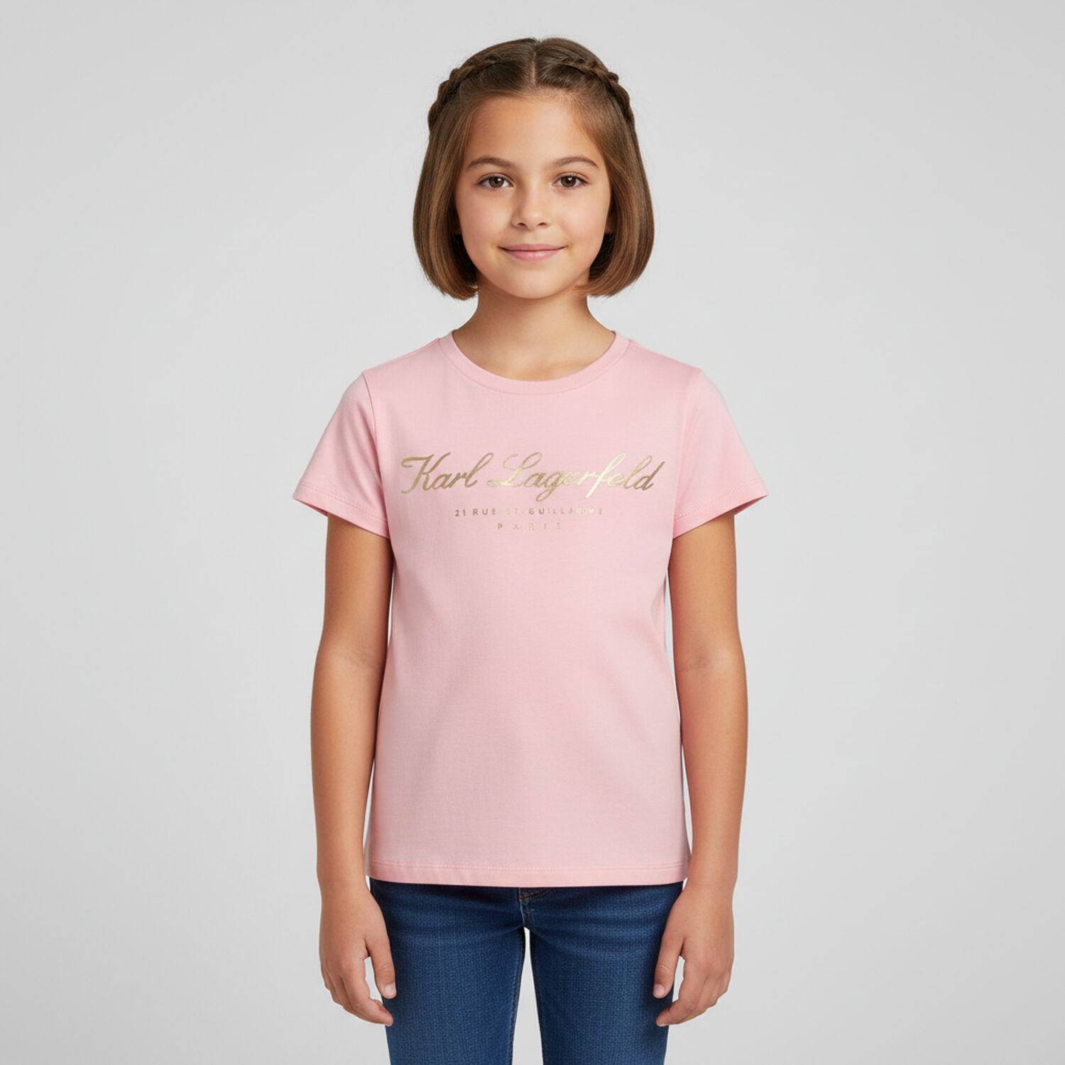 Girls Pink Logo T-Shirt, 3, hi-res image number null