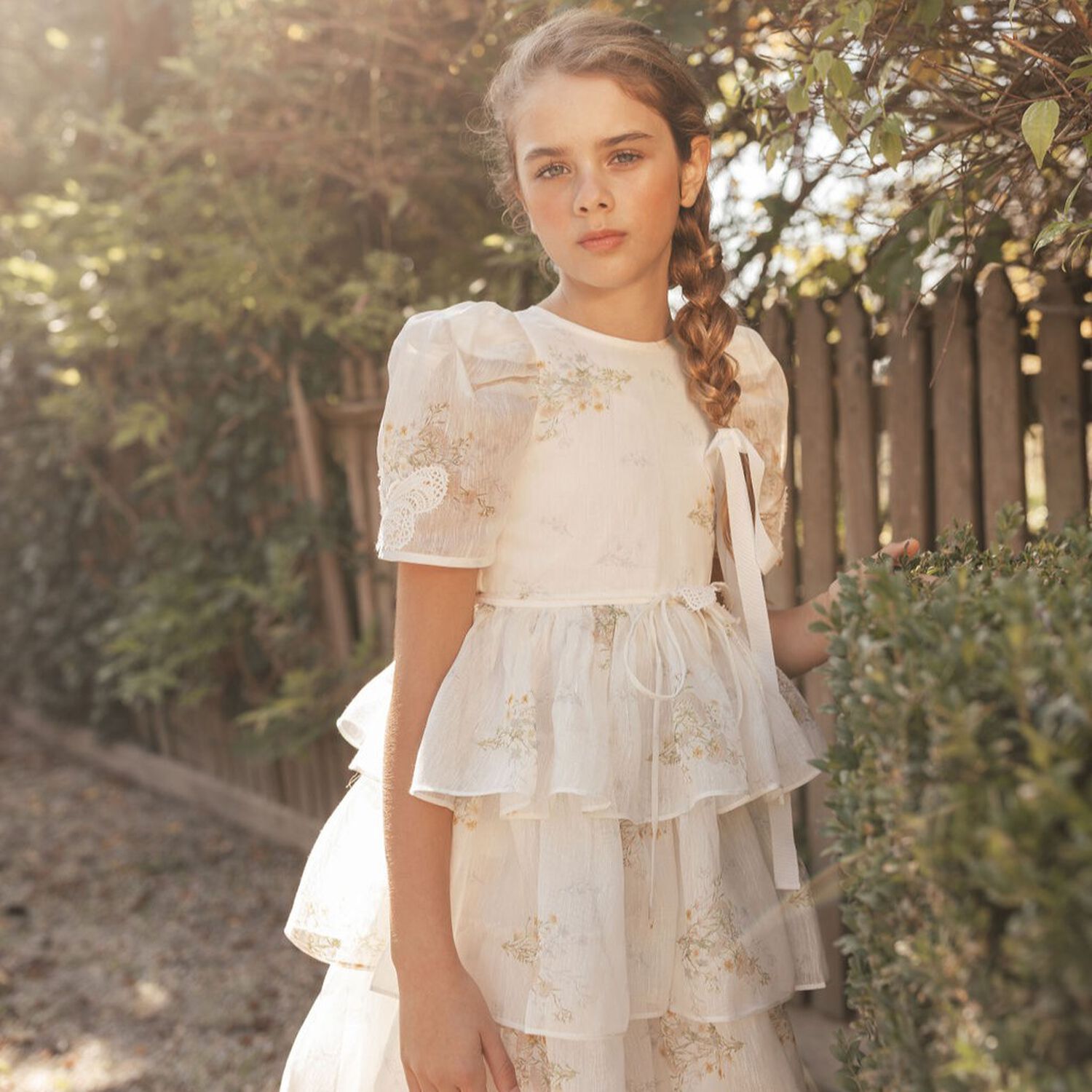 Girls Ivory Floral Dress, 1, hi-res image number null