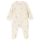 Beige Velour Babygrow, 3, hi-res