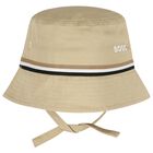 Baby Boys Beige Logo Bucket Hat, 1, hi-res