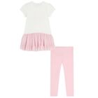 Girls Pink Diamantes Leggings Set, 1, hi-res