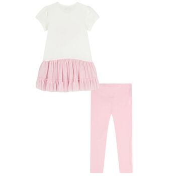 Girls Pink Diamantes Leggings Set