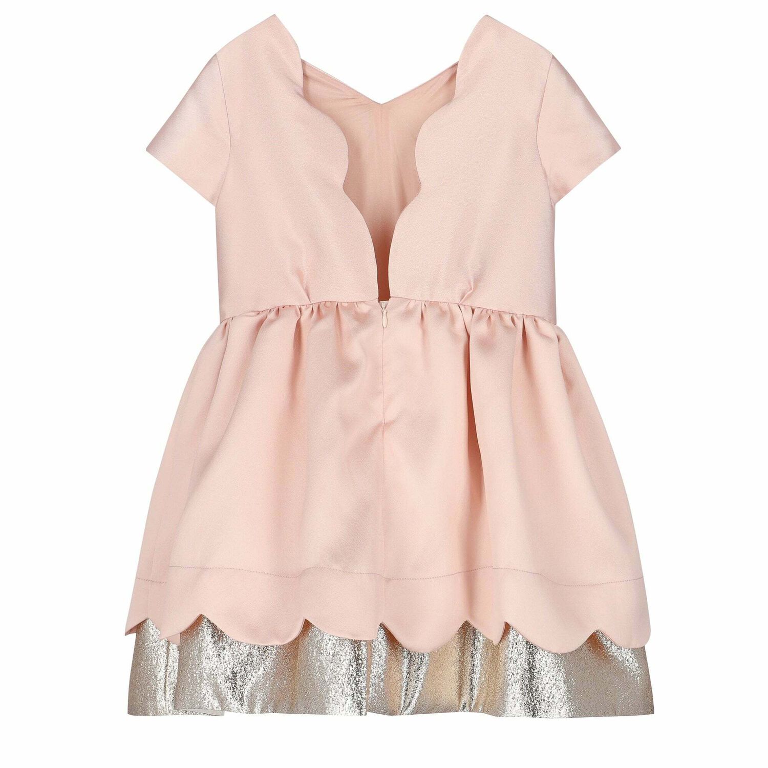 Girls Pink & Gold Bow Dress, 1, hi-res