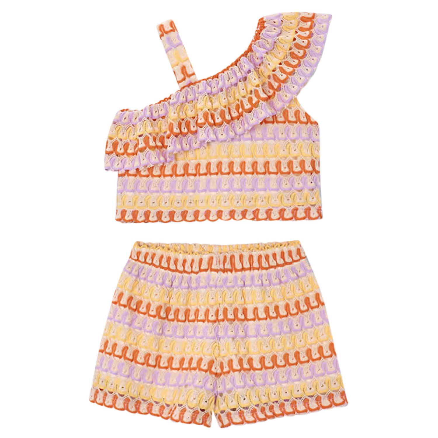 Girls Multi-Coloured Knitted Shorts Set, 1, hi-res