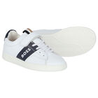 Boys White Logo Trainers, 1, hi-res