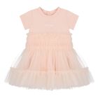 Baby Girls Pink Logo Tulle Dress Set, 2, hi-res